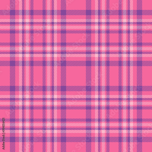 Plaid seamless pattern in pink. Check fabric texture. Vector textile print.