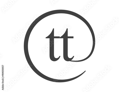 TT logo from two letter with circle shape email sign style. T and T round logotype of business company