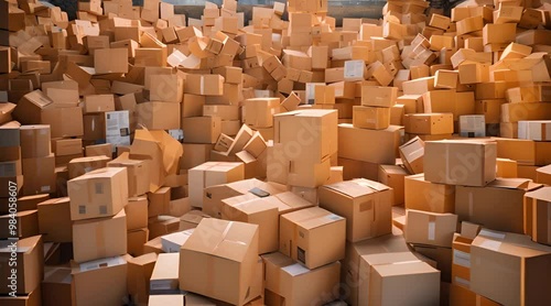 A Pile of  Cardboard Boxes in a Warehouse