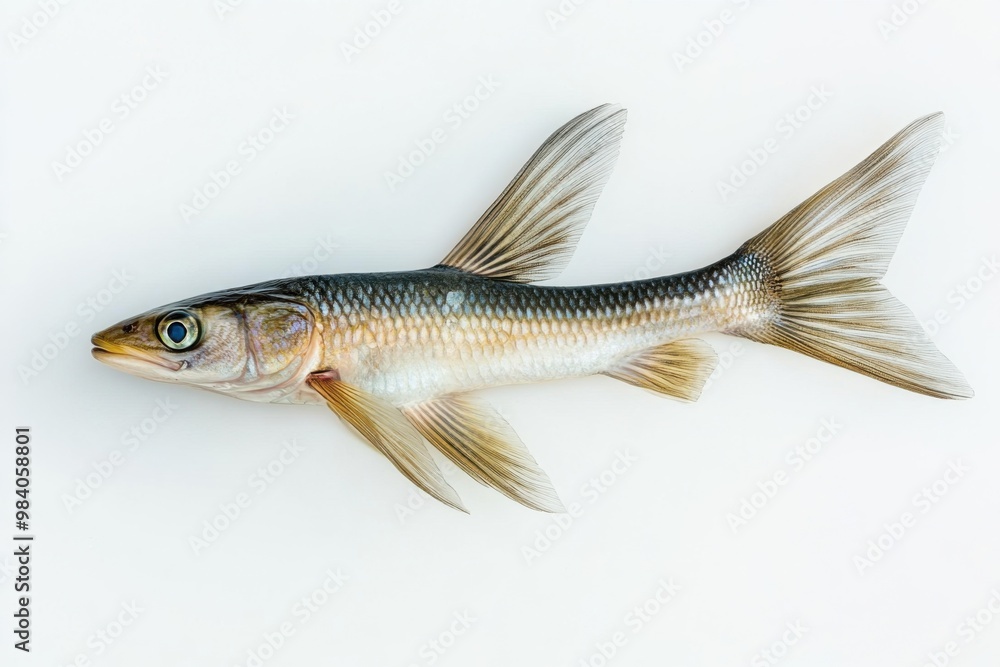 Airborne Flying Fish Specimen on Immaculate White Surface Airborne Flying Fish Specimen on Immaculate White Surface