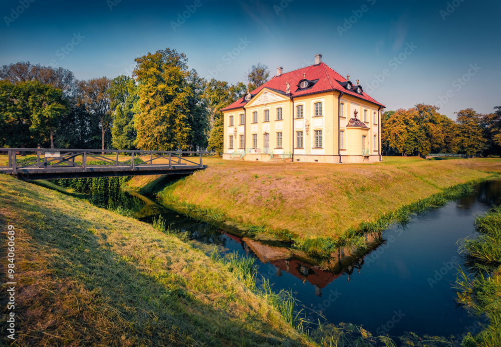 Superb morning view of Palace in Choroszcz, Bialystok region, Poland; Europe. Snny summer scene of Polish countryside. Traveling concept background. Superb morning view of Palace in Choroszcz, Bialystok region, Poland; Europe. Snny summer scene of Polish countryside. Traveling concept background.