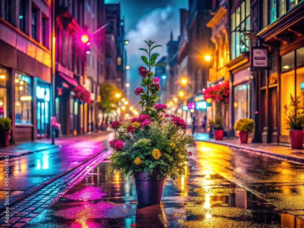 A softened glow illuminates a deserted city street, Verbascum's wispy tendrils swaying in the breeze as neon lights flicker to life. A softened glow illuminates a deserted city street, Verbascum's wispy tendrils swaying in the breeze as neon lights flicker to life.