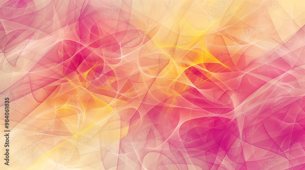 Abstract artwork featuring swirling pink and yellow light patterns, perfect for festive occasions, modern art, and digital backgrounds. Abstract artwork featuring swirling pink and yellow light patterns, perfect for festive occasions, modern art, and digital backgrounds.