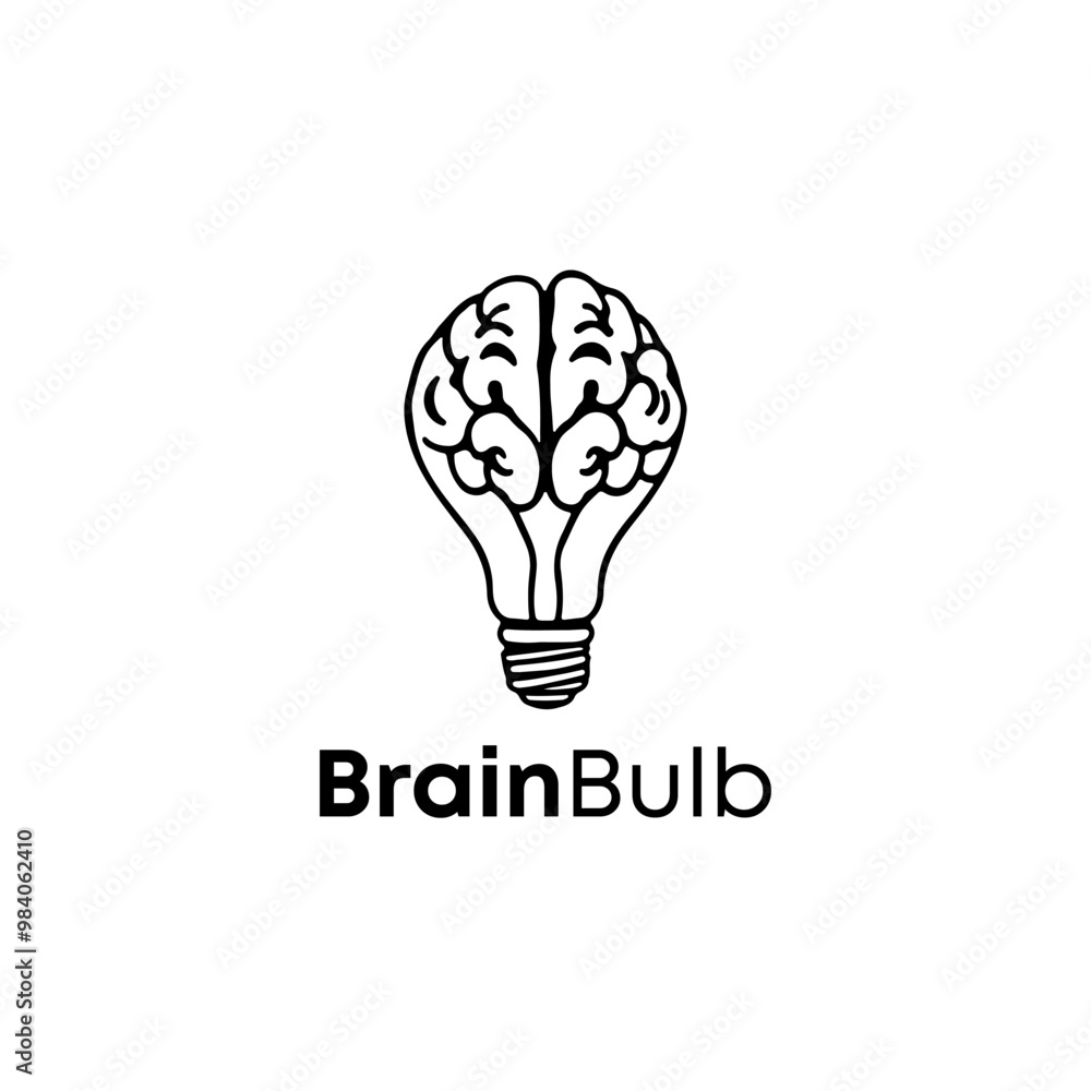 Brain bulb Creative logo vector design template. Creative idea flat line icon. Brain in lightbulb vector illustration. Thin sign of innovation, solution, education logo Brain bulb Creative logo vector design template. Creative idea flat line icon. Brain in lightbulb vector illustration. Thin sign of innovation, solution, education logo