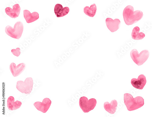 Heartshape watercolor hand-painted ornate romantic love