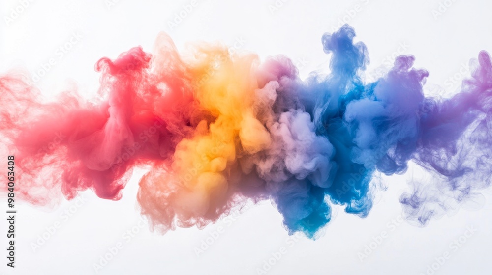 Fototapeta premium abstract explosion of smoke dispersing rapidly on white background