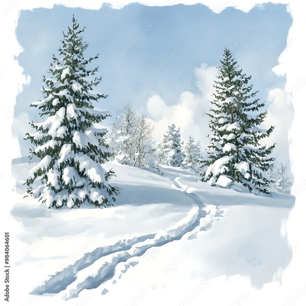 Snowy Forest Path. Snowy Forest Path.