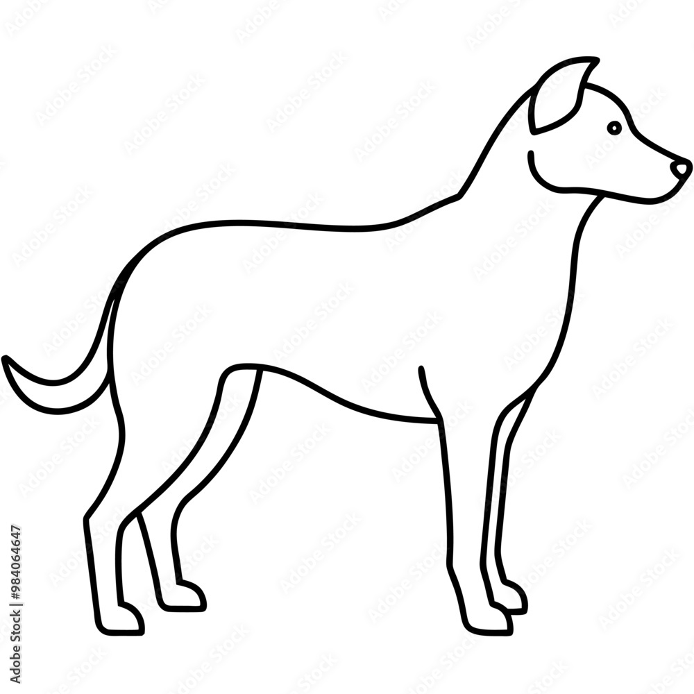 Dog line art silhouette with white background Dog line art silhouette with white background