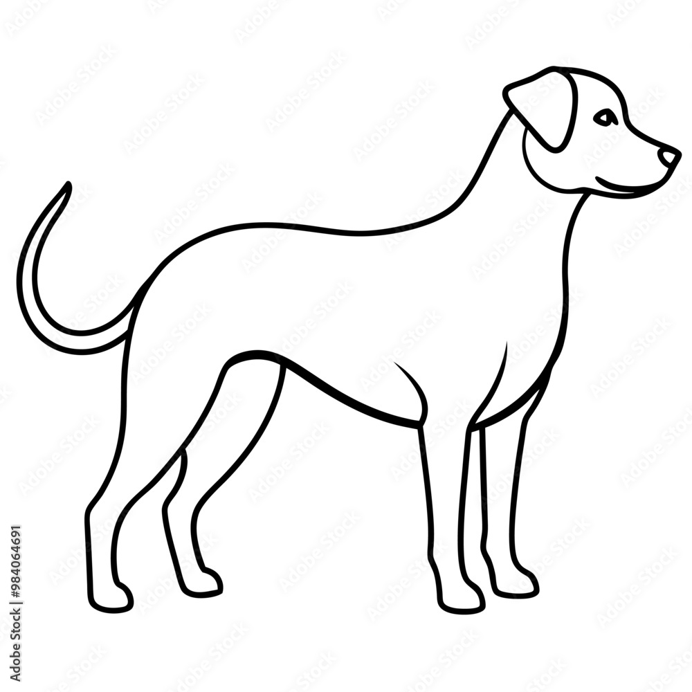 Obraz premium Dog line art silhouette with white background