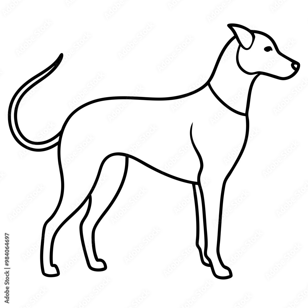 Dog line art silhouette with white background Dog line art silhouette with white background
