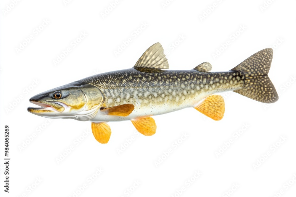 Predatory Pike Displayed on Clean White Background Predatory Pike Displayed on Clean White Background