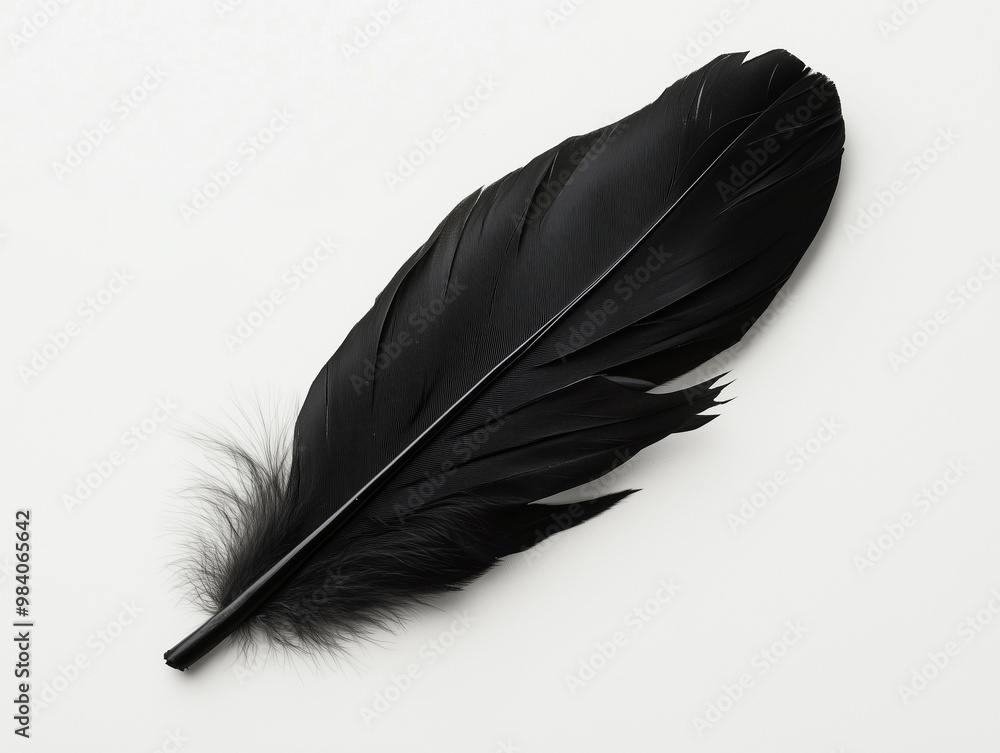 Black feather isolated on white background Black feather isolated on white background