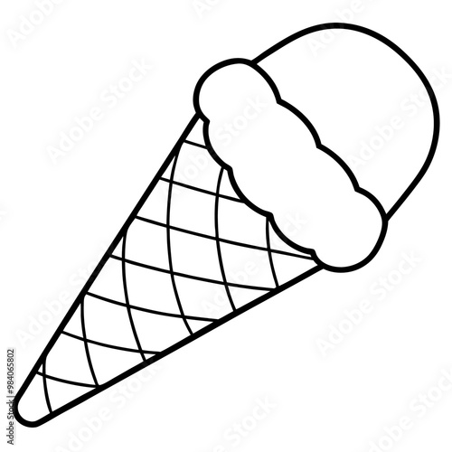 wafer cone outline coloring book page line art drawing