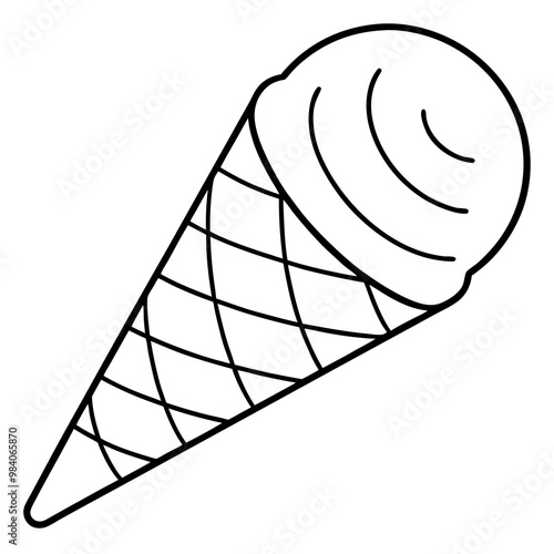 wafer cone outline coloring book page line art drawing