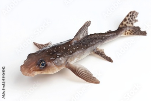 Peculiar Ratfish Specimen Isolated on Spotless White Surface photo