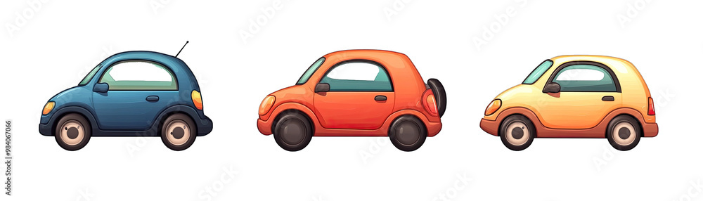 Cute Cartoon Car, With Various Design Elements. Isolated on a Transparent Background. Cutout PNG. Cute Cartoon Car, With Various Design Elements. Isolated on a Transparent Background. Cutout PNG.