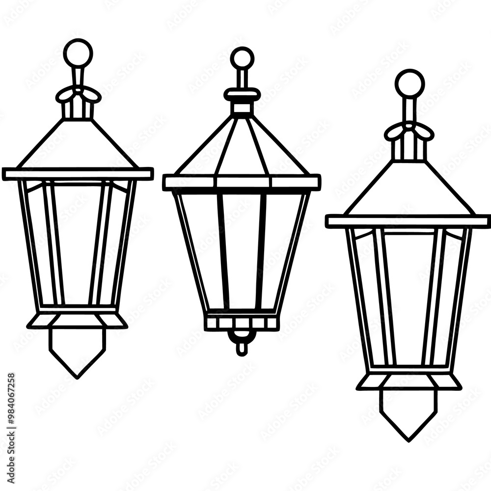 wall lanterns outline coloring book page line art drawing wall lanterns outline coloring book page line art drawing