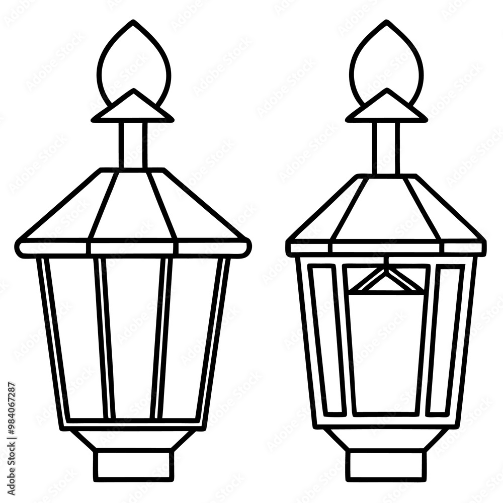 wall lanterns outline coloring book page line art drawing wall lanterns outline coloring book page line art drawing
