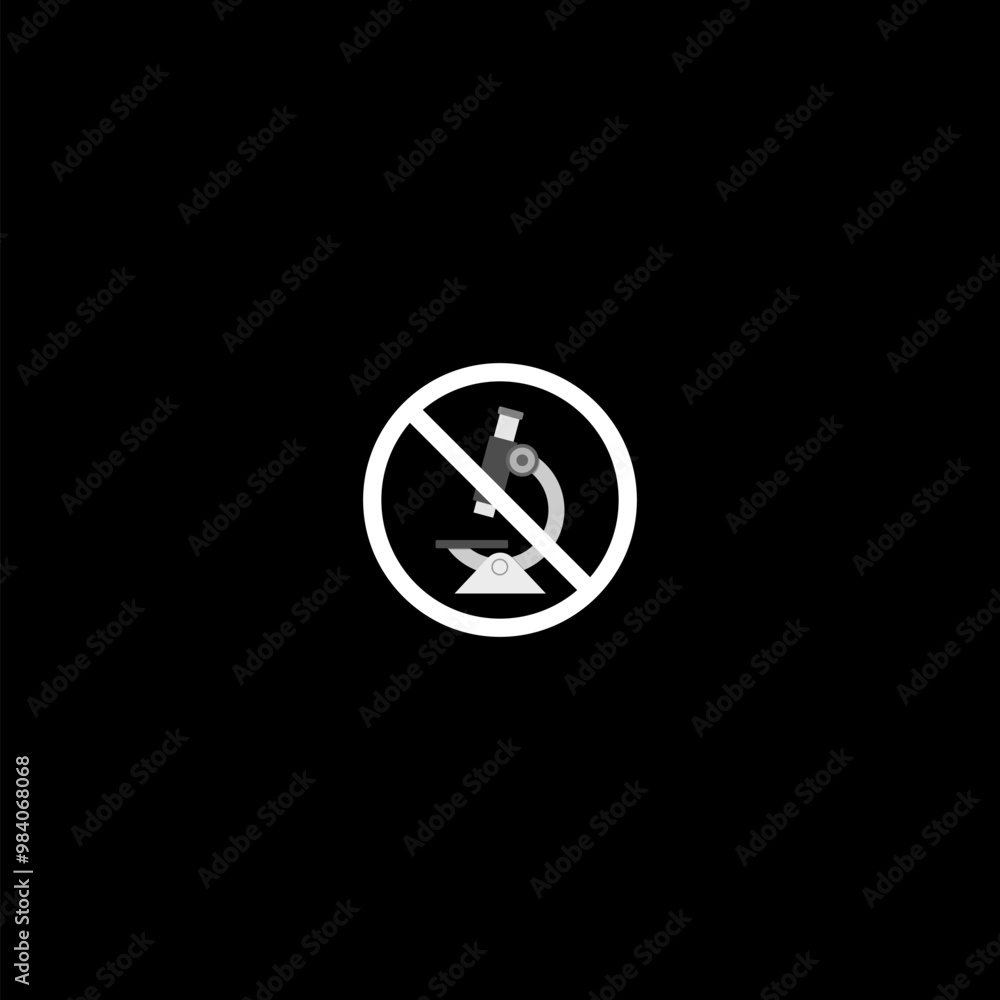 No Microscope sign icon isolated on dark background No Microscope sign icon isolated on dark background