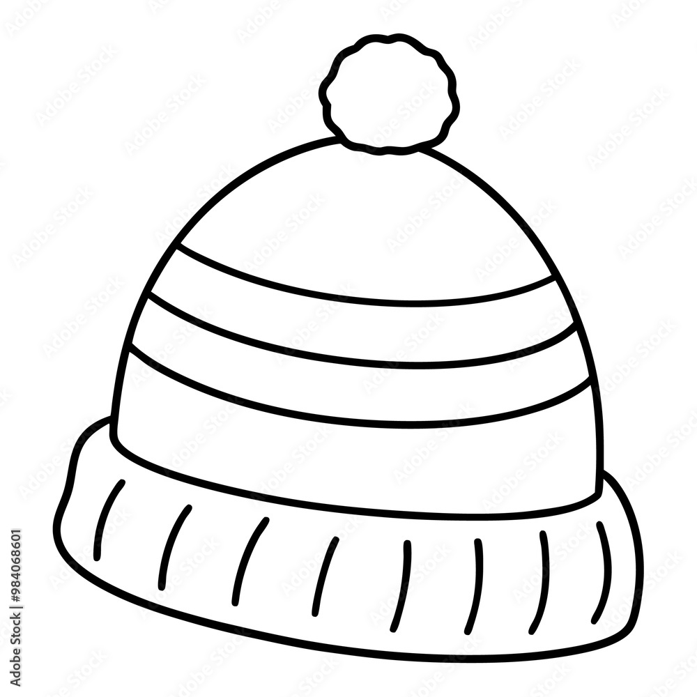 Fototapeta premium warm hat outline coloring book page line art drawing