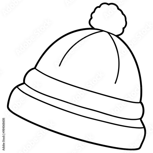 warm hat outline coloring book page line art drawing