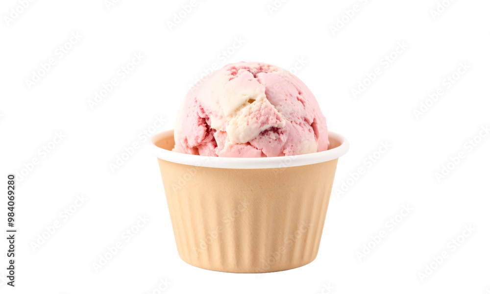 Ice cream scoop on empty paper cup bowl isolated on transparent background Ice cream scoop on empty paper cup bowl isolated on transparent background