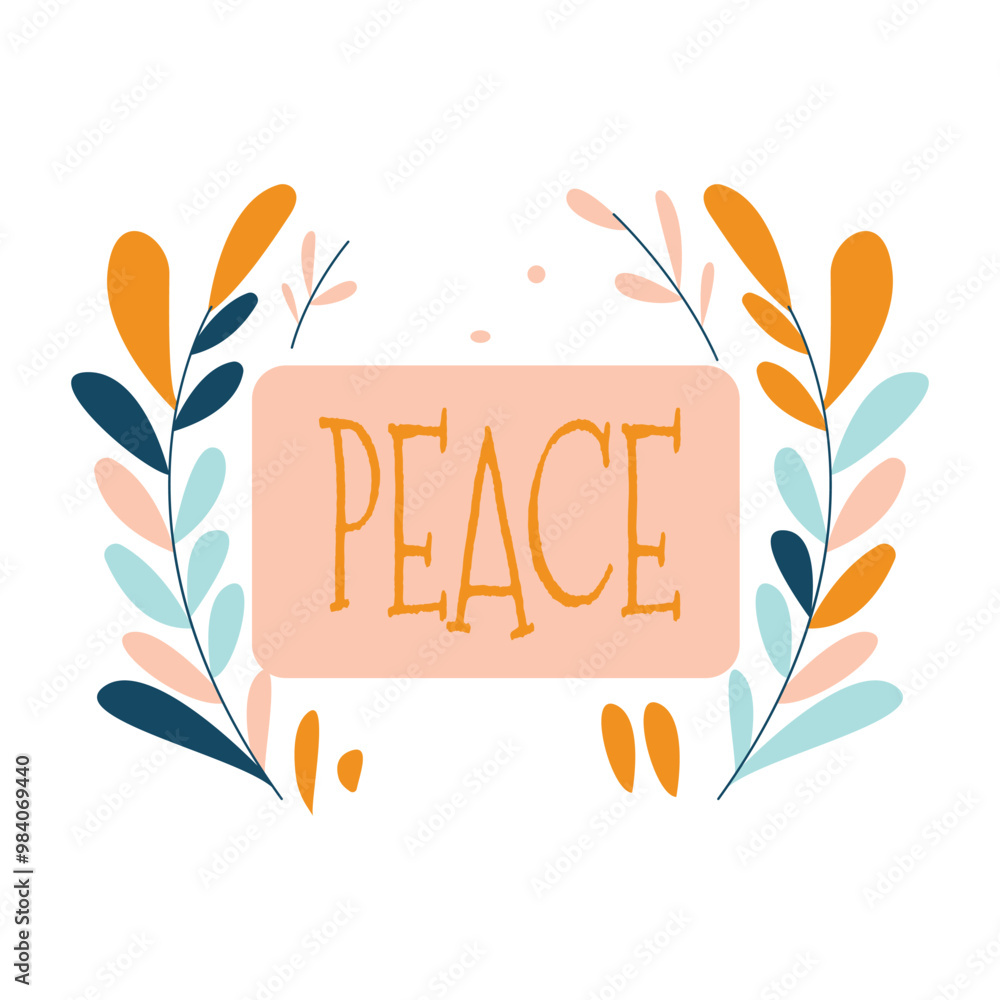 Fototapeta premium Peace in Romantic Pink Floral Flower Leaves Frame Background