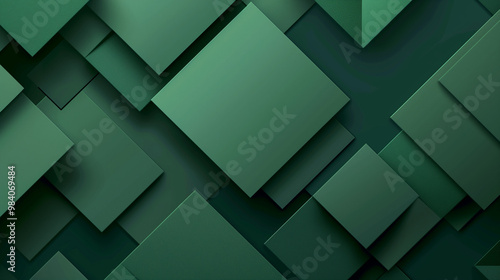 Dark green abstract design with layered rectangular shapes, ideal for tech projects, modern branding, and futuristic decor.