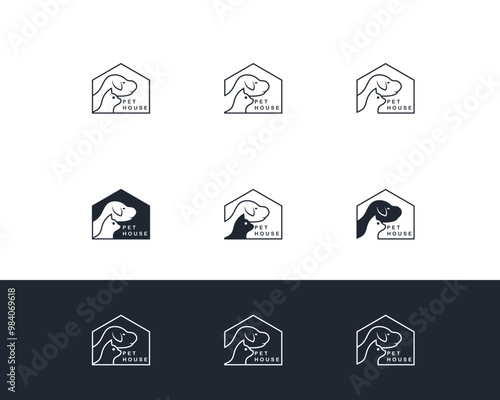 Dog and cat logo design template vector, line of pet logo design suitable for pet shop, store, cafe, business, hotel, veterinary clinic, Domestic animal vector illustration logotype, sign, symbol