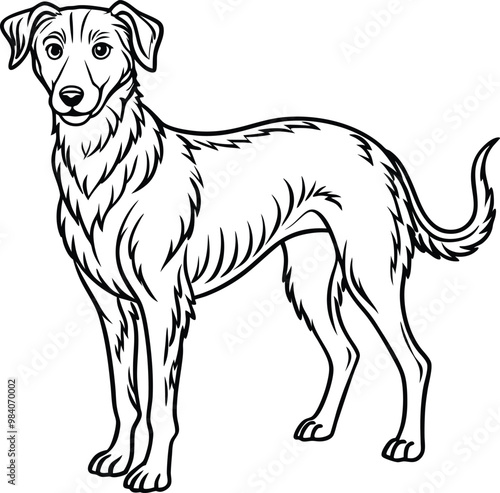 black dog line art vector illustration silhouette, Print