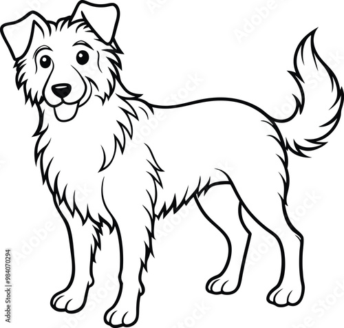 black dog line art vector illustration silhouette, Print