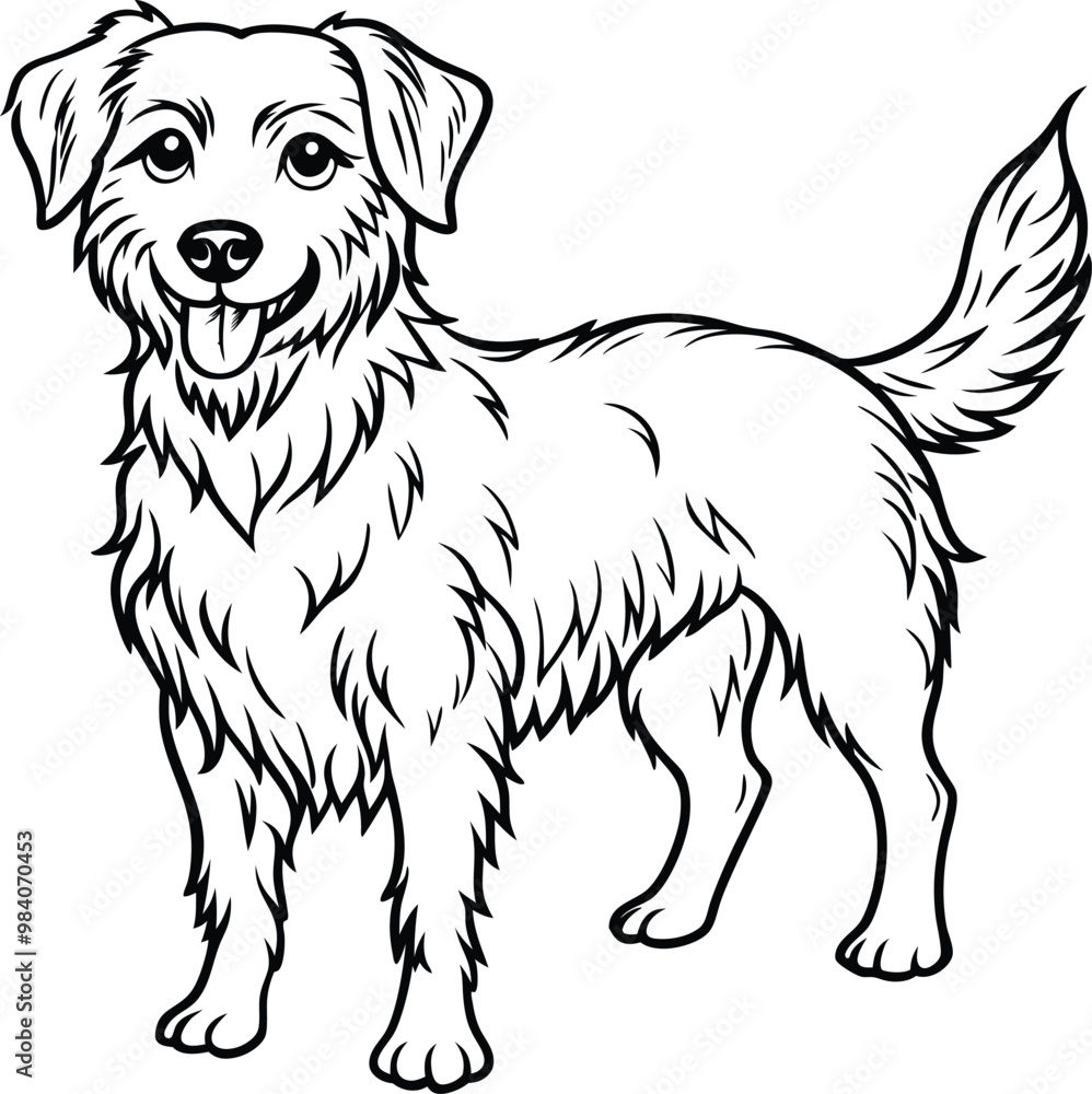 Fototapeta premium black dog line art vector illustration silhouette, Print