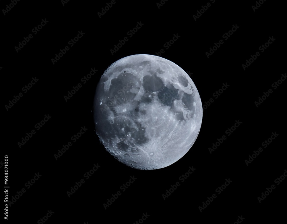 Fototapeta premium Full moon illuminating the night sky, representing lunar phases, astronomy, and nighttime beauty.