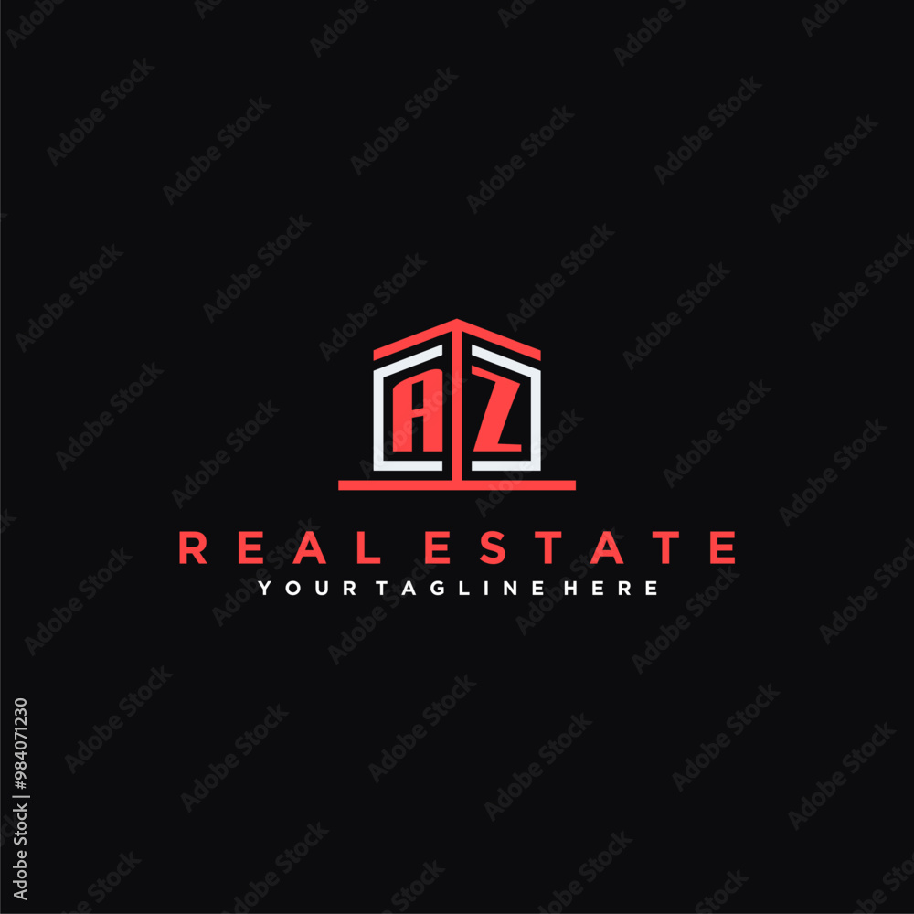 AZ Initials Modern Logo Design for a Real Estate Company Featuring a Unique Icon and Bold Typography on a Black Background AZ Initials Modern Logo Design for a Real Estate Company Featuring a Unique Icon and Bold Typography on a Black Background