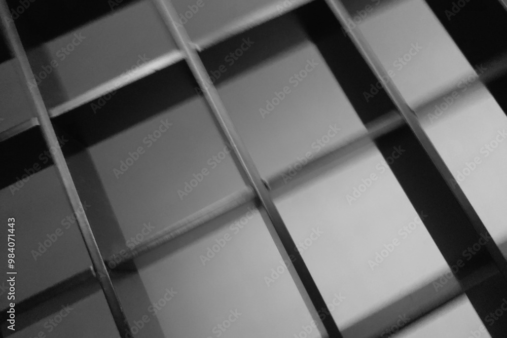 Obraz premium Geometric Abstract Patterns with Black Grids in Monochrome Tone