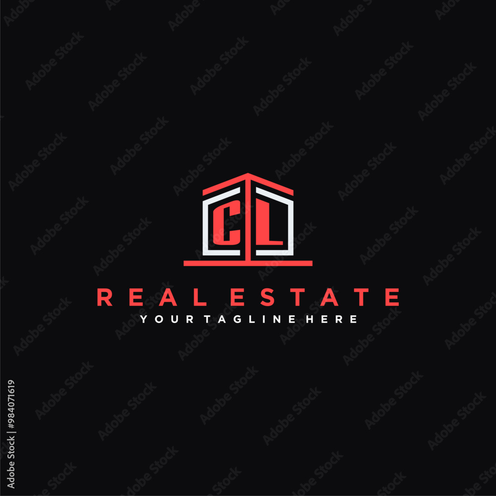 CL Initials Modern Logo Design for a Real Estate Company Featuring a Unique Icon and Bold Typography on a Black Background CL Initials Modern Logo Design for a Real Estate Company Featuring a Unique Icon and Bold Typography on a Black Background