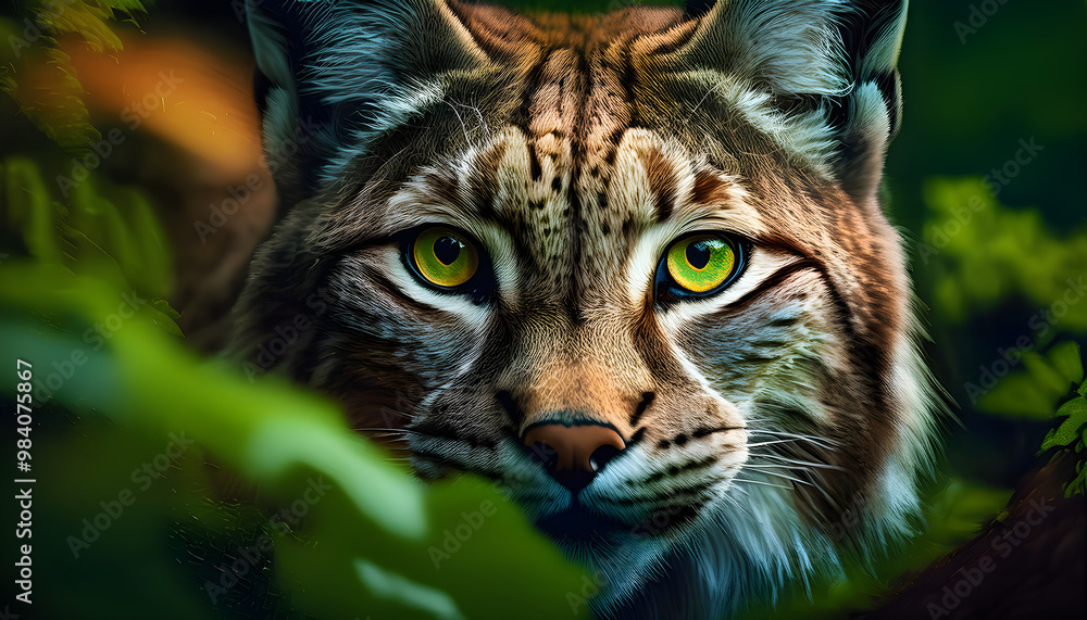 Obraz premium Ojos y mirada de la naturaleza, Lince, Lynx. Animales, fauna, planeta Tierra, biodiversidad, Ecosistema