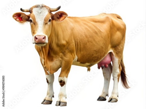 Isolated Cow on White Background - Perfect for Agricultural and Farm Themes