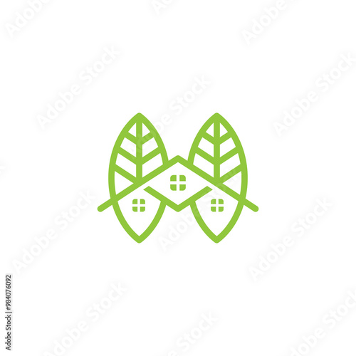 Green House Logo Vector. Home Organic Logo