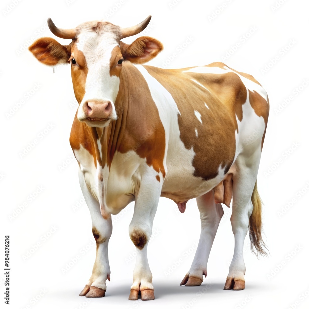 Isolated Cow on White Background - Perfect for Agricultural and Farm Themes Isolated Cow on White Background - Perfect for Agricultural and Farm Themes