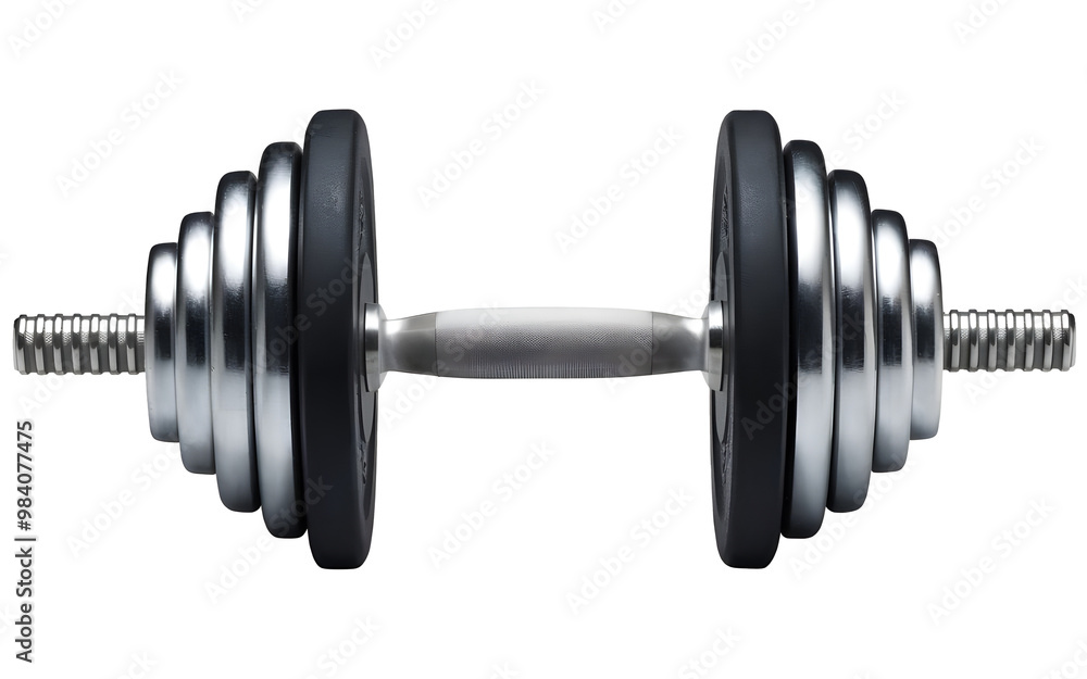 Fototapeta premium PNG Dumbbell sports silver and black gym.