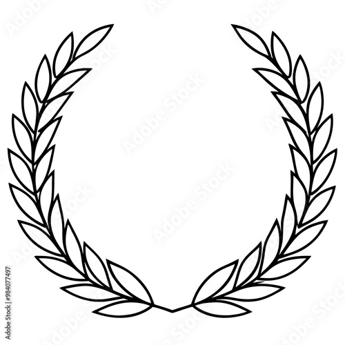 wreath of laurels outline coloring book page line art drawing
