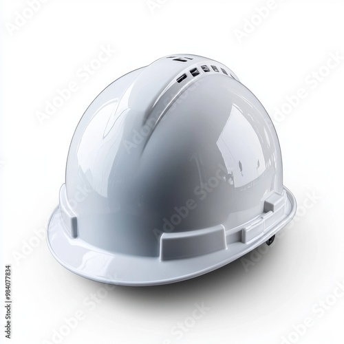 White Hard Hat on White Background