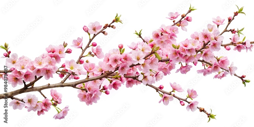 Asymmetrical cherry blossom branches isolated on white background, clipping path included Asymmetrical cherry blossom branches isolated on white background, clipping path included