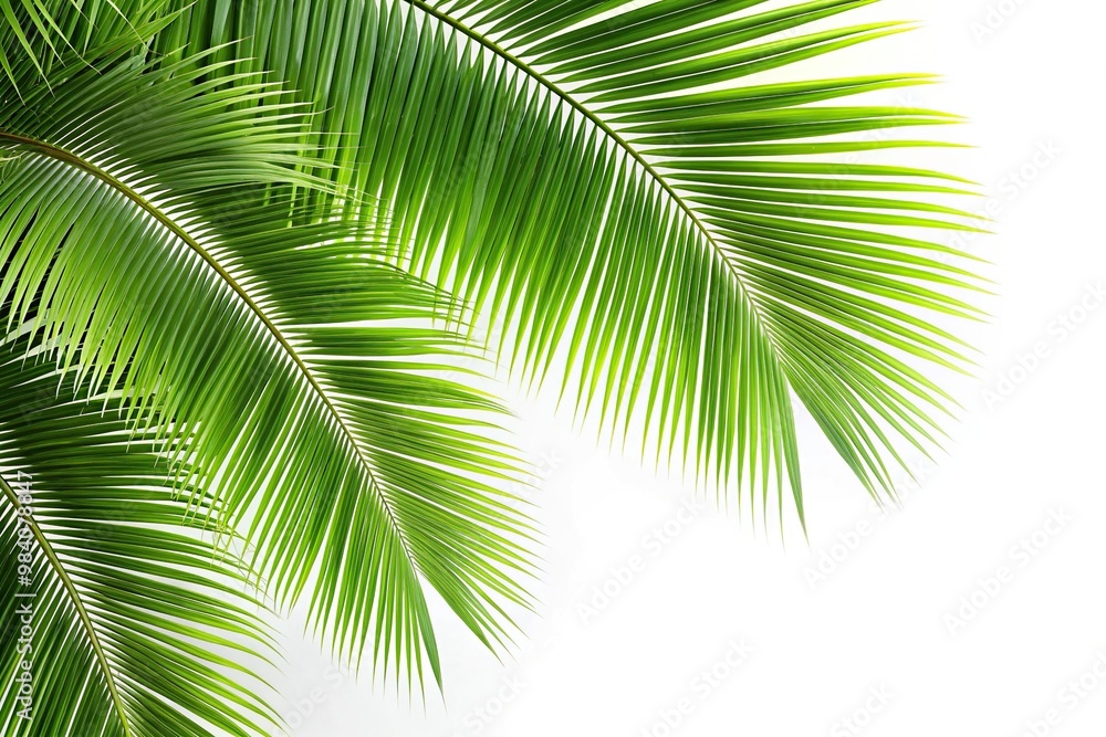 Fototapeta premium Asymmetrical Coconut palm leaves on white background