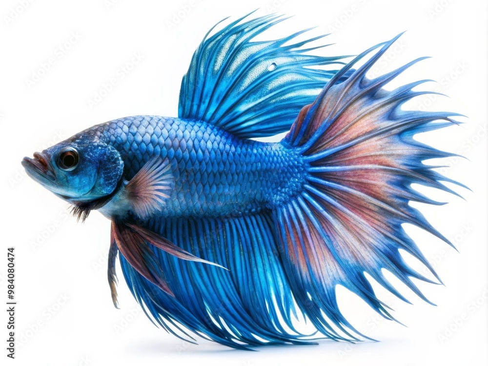 Colorful Siamese Fighting Betta Fish with Beautiful Silk Tail Isolated on White Background Colorful Siamese Fighting Betta Fish with Beautiful Silk Tail Isolated on White Background