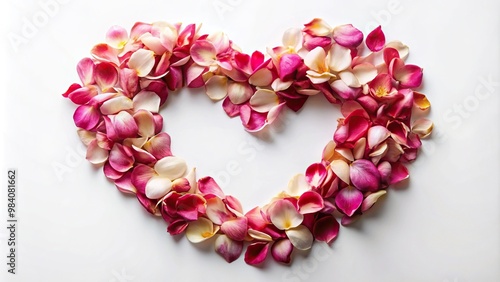 asymmetrical heart-shaped flower petals on white background