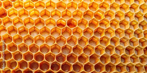 Asymmetrical honeycomb background closeup with hive and space