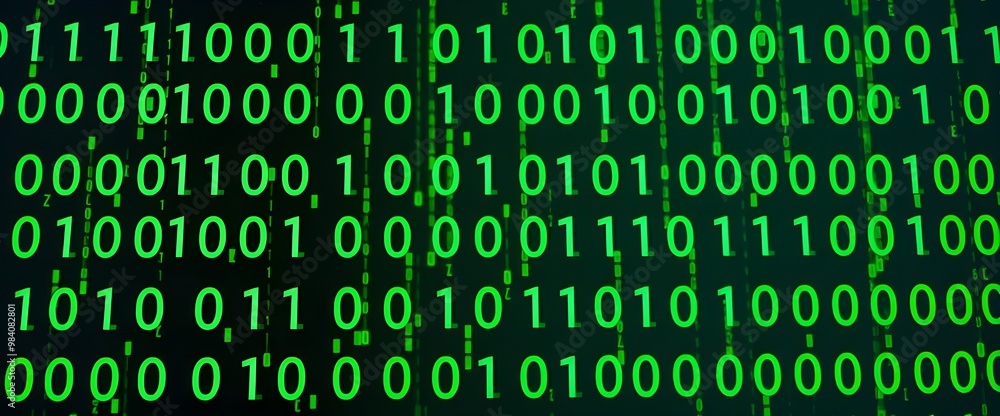 A background filled with flowing binary code in shades of green Binary codes are falling. A background filled with flowing binary code in shades of green Binary codes are falling.