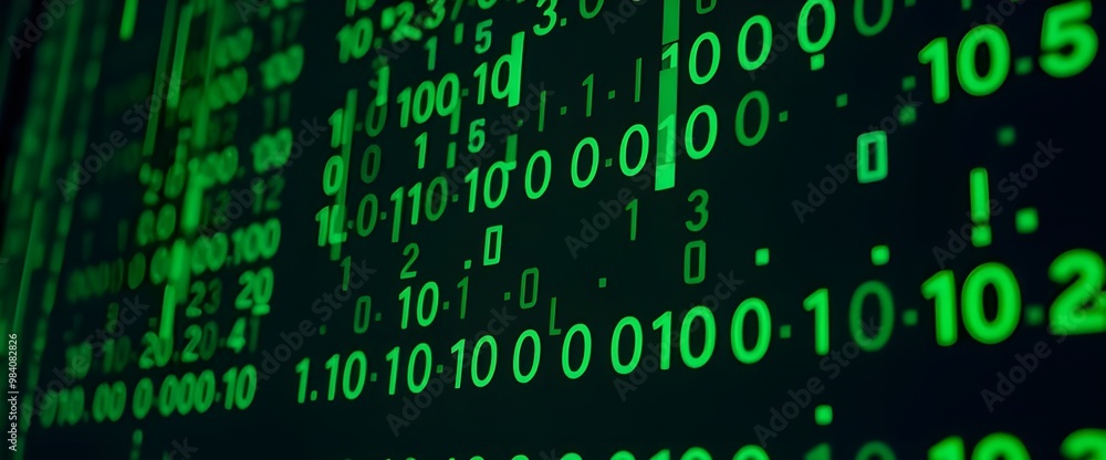 A background filled with flowing binary code in shades of green Binary codes are falling. A background filled with flowing binary code in shades of green Binary codes are falling.